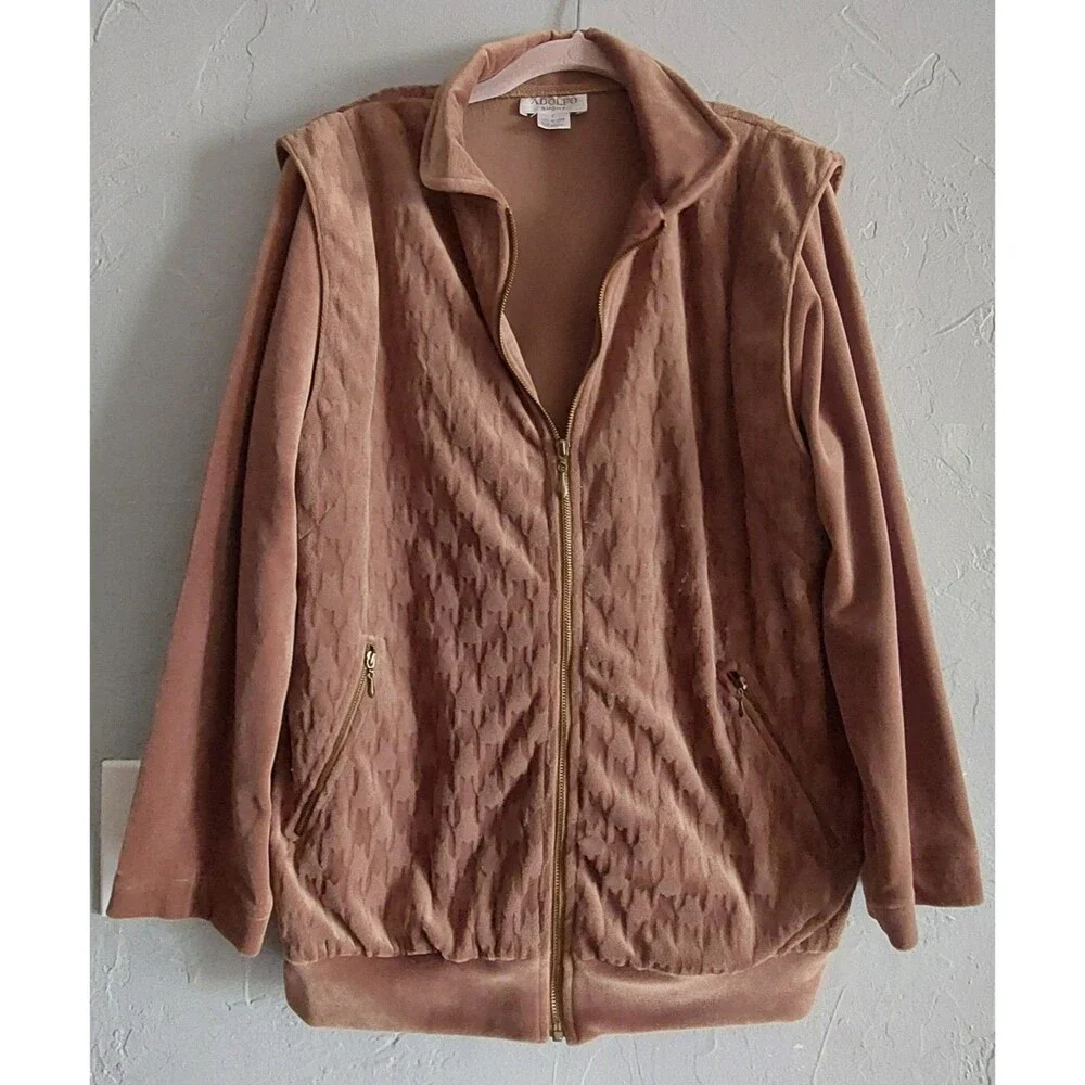 Vintage Sweater Jacket Women Size S, ADILFO SPORT ,velvet, 19 Inch Of Armp To...